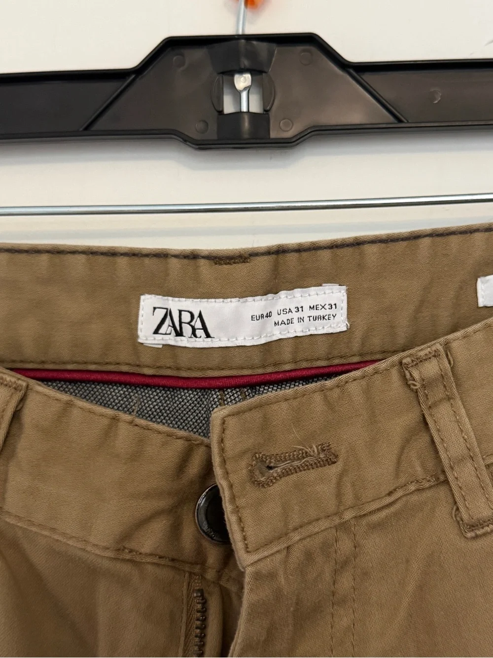 Zara Men's Slim Chino Pants in Camel Brown